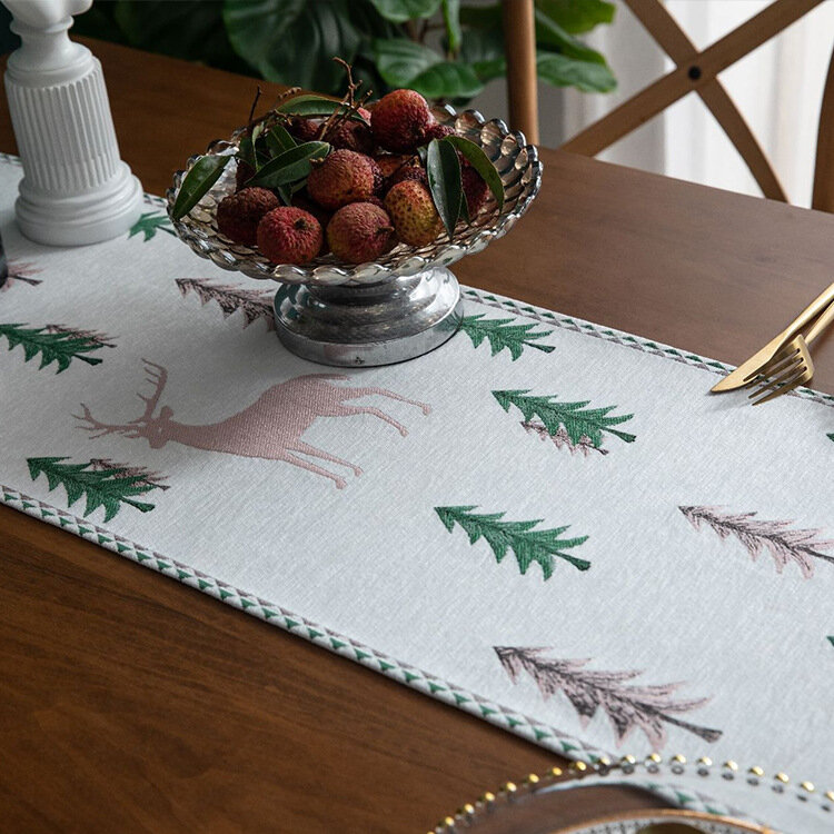 Nordic fresh jacquard table runner tea flag table mat coffee table cover cloth tassel home table runner