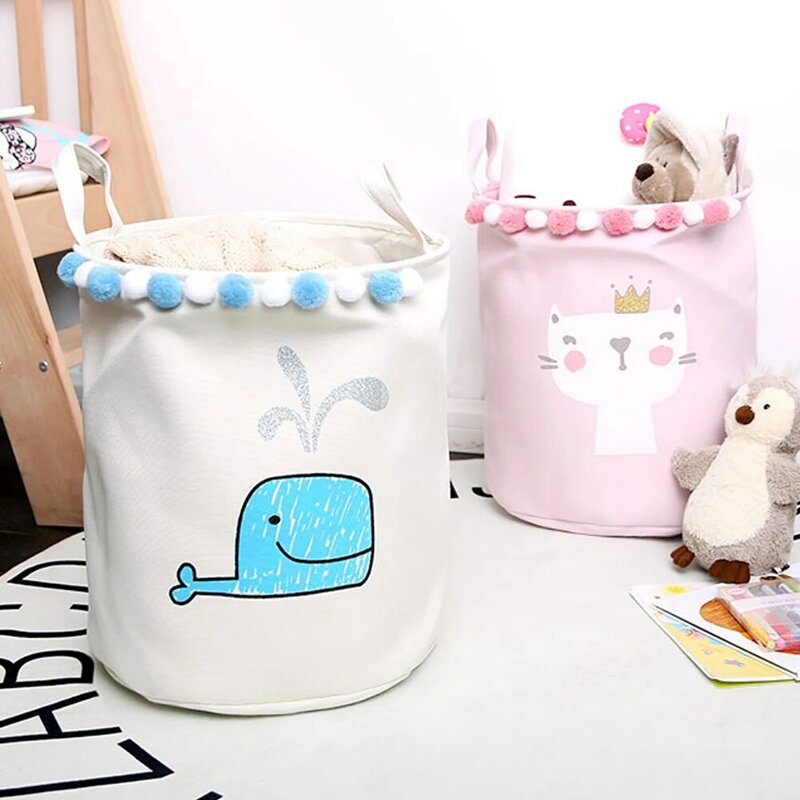아기 세탁 바구니 초대형 드로스트링 더러운 옷 장난감 보관 상자, 귀여운 핑크 접이식 보관 가방 가정용 Sundri