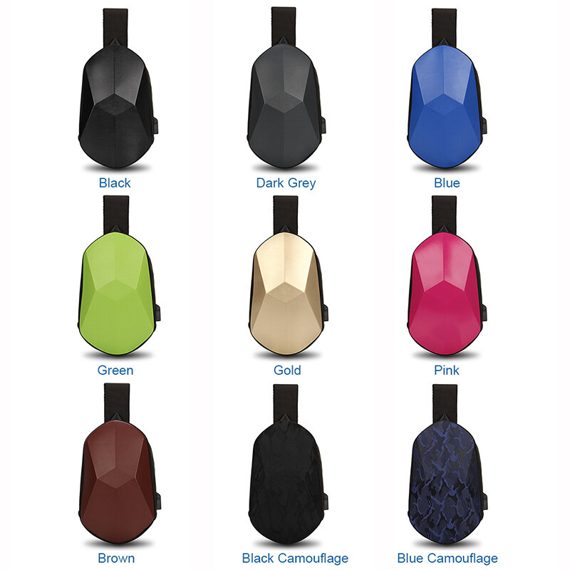 Bolsa de peito masculina de três dimensional casal, bolsa de peito impermeável com carregador usb e sling, bolsa de ombro com alça, novo, 2021