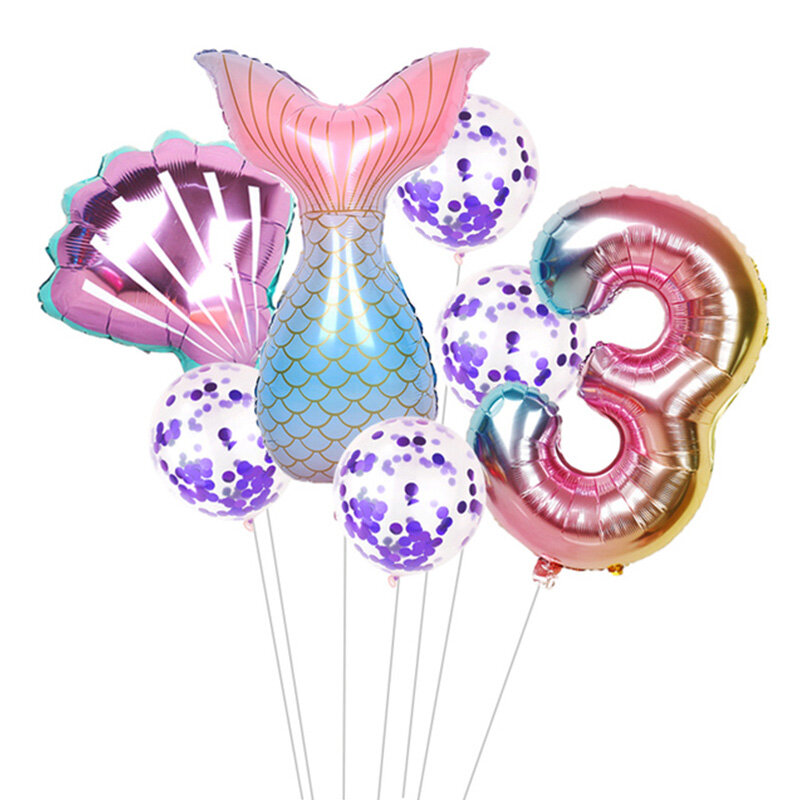 1 ensemble de ballons en forme de sirène de dessin animé pour fille, pour la décoration de fête prénatale et d'anniversaire, avec princesse Ariel de Disney, jouet pour enfant, en aluminium et latex, 10 pouces
