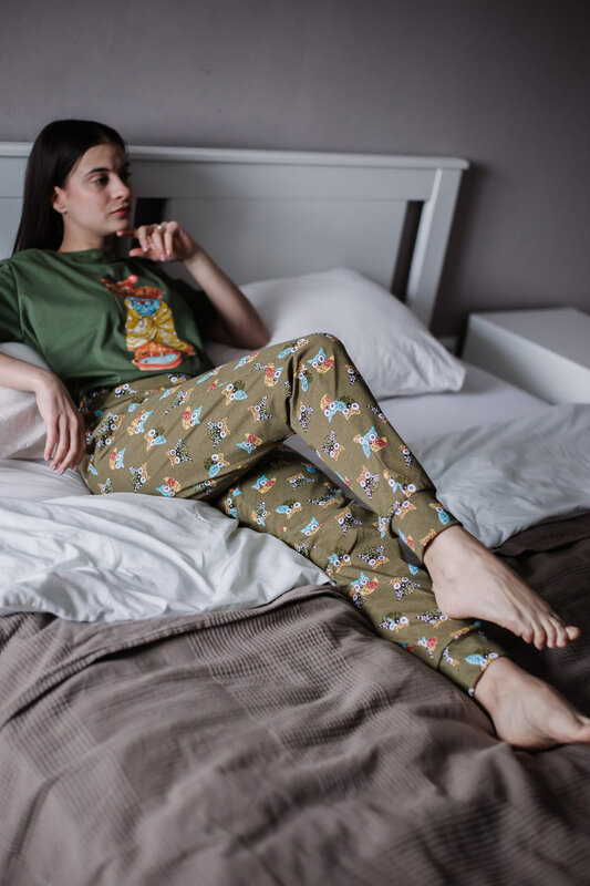 Atoff home-Pijama para mujer ZHP 039 (Borgoña + jaula)