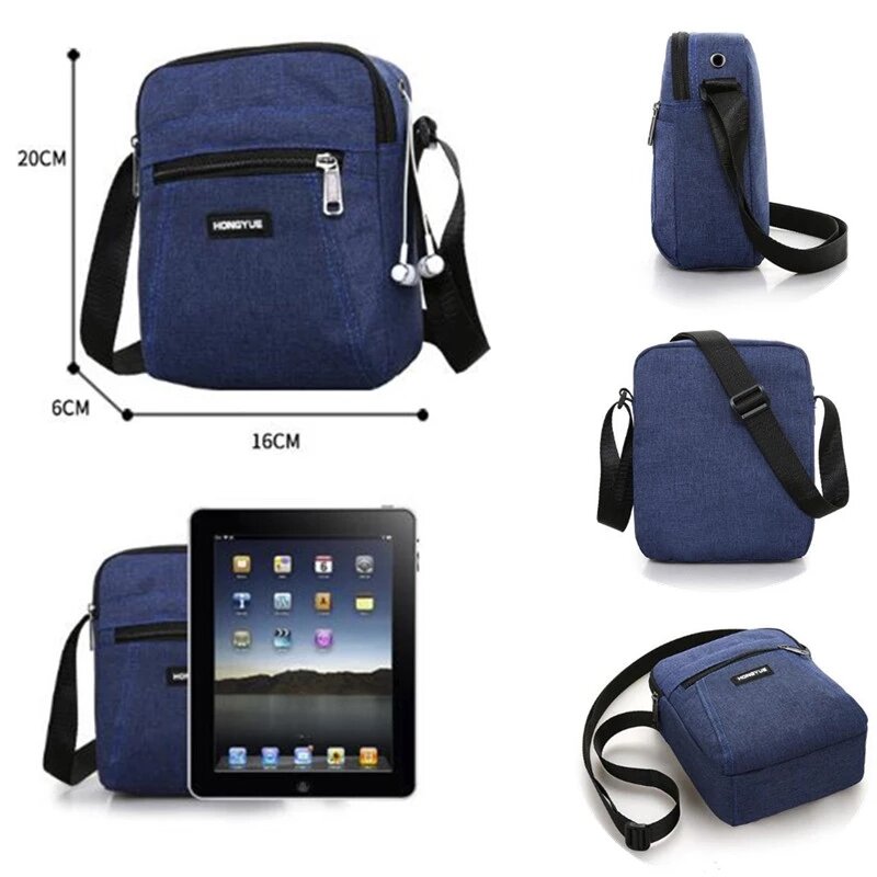 Fashion Men Messenger Bag Phone Pocket Crossbody Bag For Men Shoulder Handbag Multifunctional Male Small Flap Black