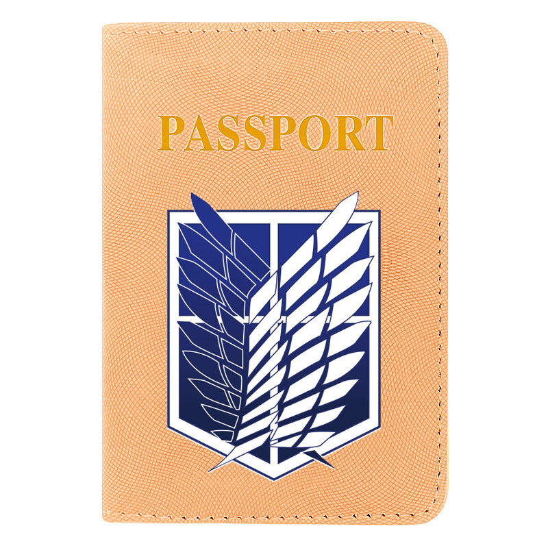 ファッション攻撃巨人印刷女性男性パスポートカバーpuレザートラベルidクレジットカードホルダーポケット財布バッグ