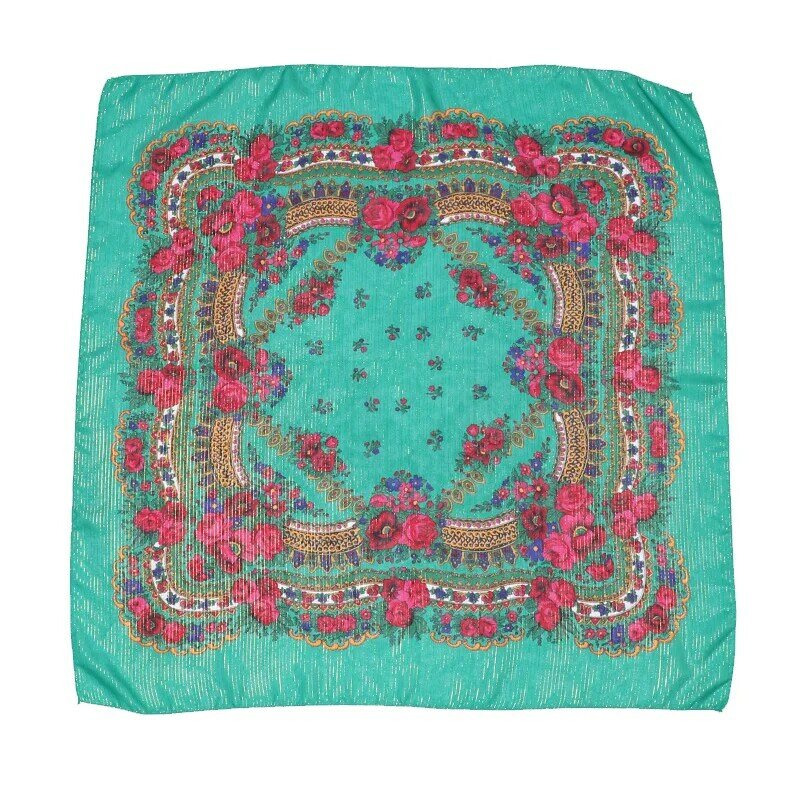 Lenço de verão feminino lenço lenço de seda de ouro impressão quadrado xale respirável multifunções retro bohemia muçulmano cachecóis