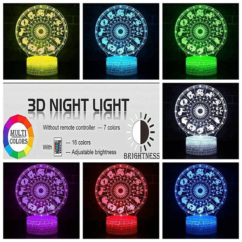 LED night light 12 constellation zodiac divination creative USB table lamp home decoration 16 color children bedroom lamp