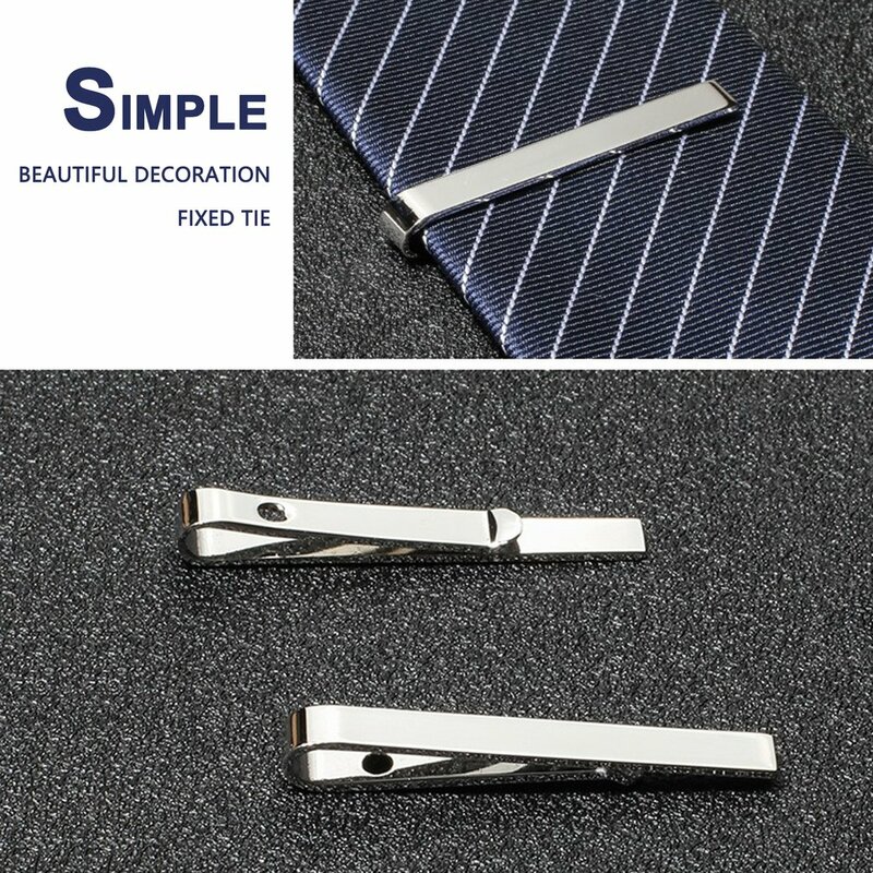 Clipe de gravata prateada para homens, de cobre, de negócios, casual, simples, de moda profissional, clássico