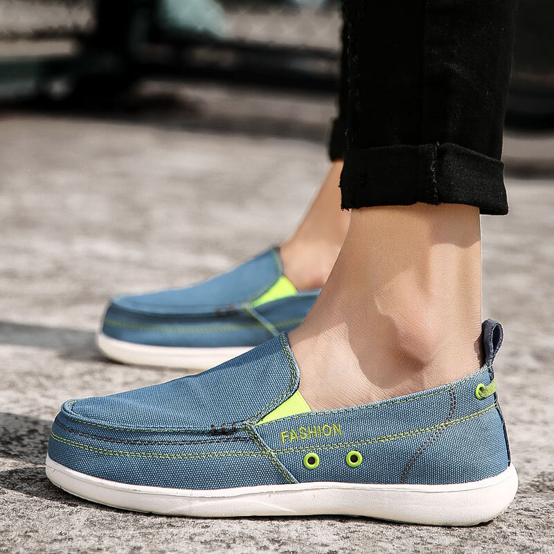 2021 New Men Canvas Boat Shoes Outdoor Convertible Slip On Loafer Moccasins Fashion Casual Flat Non Slip Deck Shoes Big Size