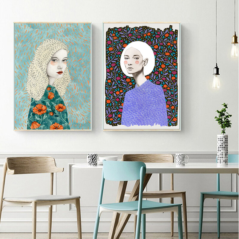 AAHH ilustracja plakaty kobieta Quadro obraz na płótnie obraz na płótnie sztuka nordycka obraz do salonu Home Decor bez ramki