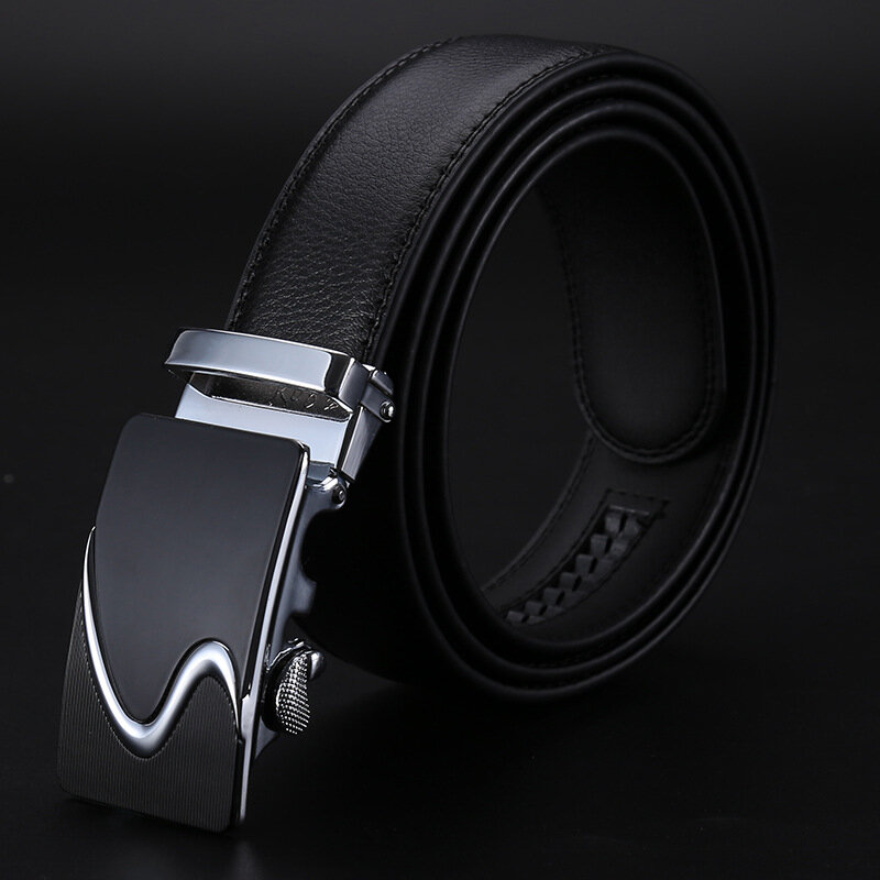 Cinturón de piel auténtica para hombre, hebilla automática de alta calidad, cinturones negros, nuevo