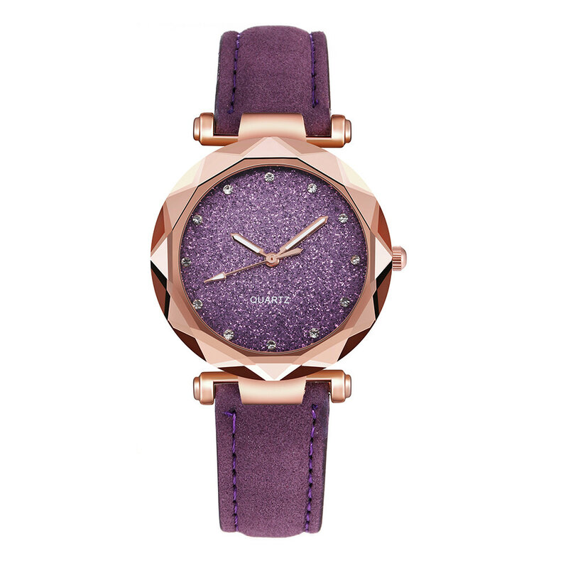 Reloj de pulsera informal para mujer, cronógrafo con diamantes de imitación de cuero, diseño Simple