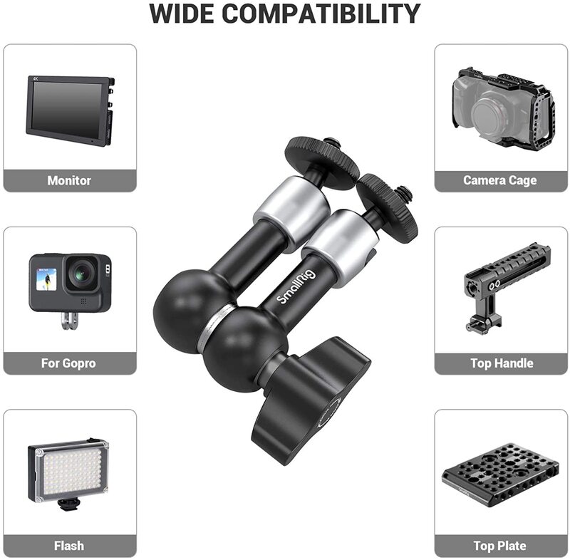 SmallRig DSLR 카메라 조절식 매직 암, 5.5 인치 관절 암 기능, LCD 모니터 지원 2065 1/4 스레드 포함