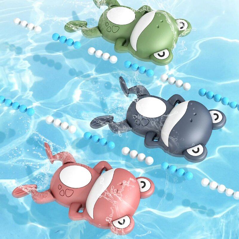 Zabawki do kąpieli dla niemowląt śliczne żaby mechaniczna zabawka do kąpieli Wind Up zabawka w kształcie zwierzątka zabawa z wodą wanna zabawki letnia plaża basen kąpielisko zabawka