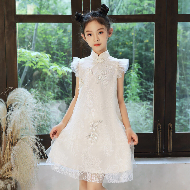 Чонсам для девочек в китайском стиле, детский комбинезон ханьфу, комбинезон для маленьких принцесс, Новинка лета 2021