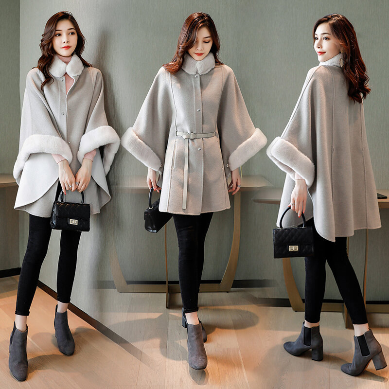 Женское кашемировое пальто, свободное шерстяное пальто для отдыха, осень 2021