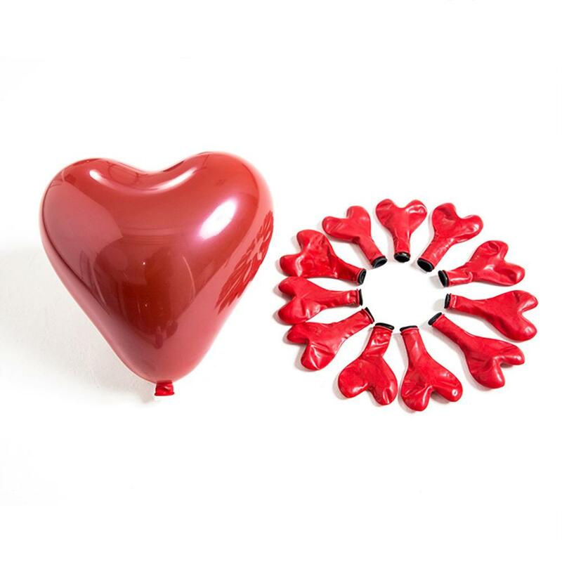 Ballon en Latex Double couche rouge grenat 10 pouces, rond en forme de cœur, décoration de scène pour salle de mariage, fête