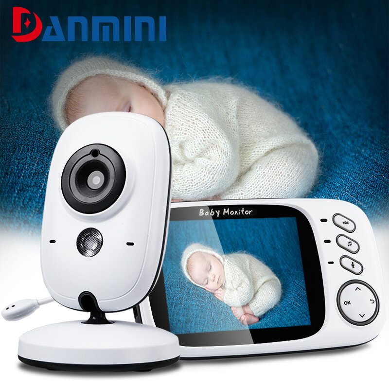 DANMINI-جهاز مراقبة الطفل بالفيديو والصوت اللاسلكي ، شاشة 3.2 بوصة ، مراقبة درجة الحرارة ، رؤية ليلية ، مربية ، راديو ثنائي الاتجاه ، كاميرا ، VB603