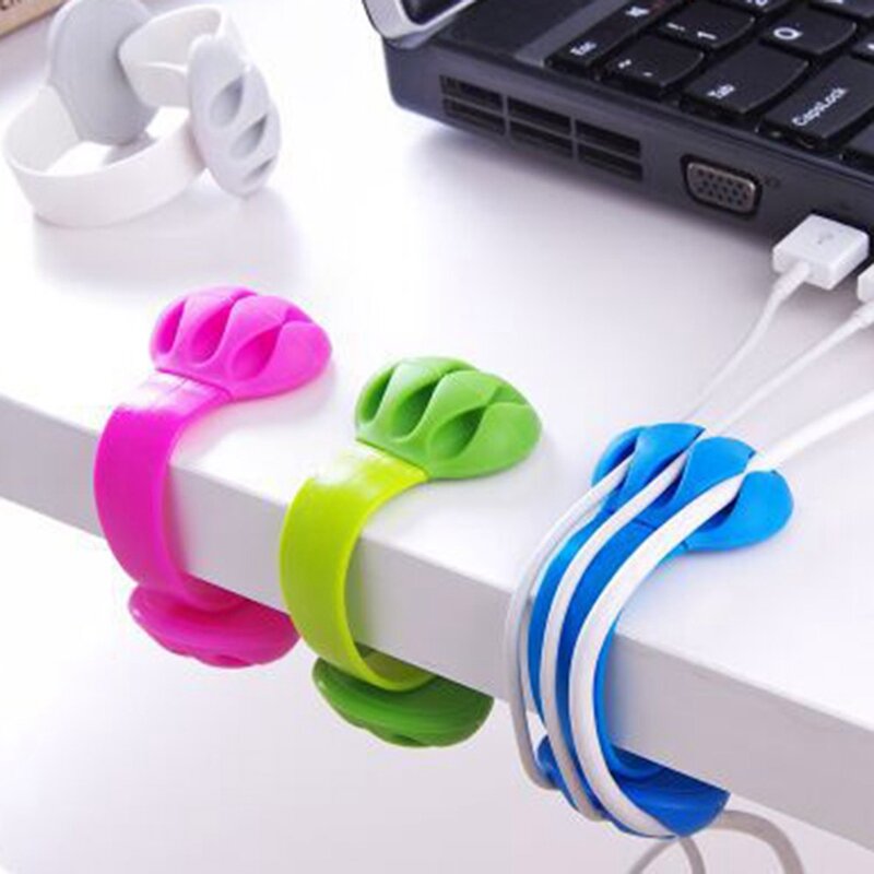 USB de escritorio pequeño Cable sujetacables de coche de silicona para auriculares Cable Clip de la línea de cierre de la abrazadera de Cable organizador personalizado Cable corbata Fixer