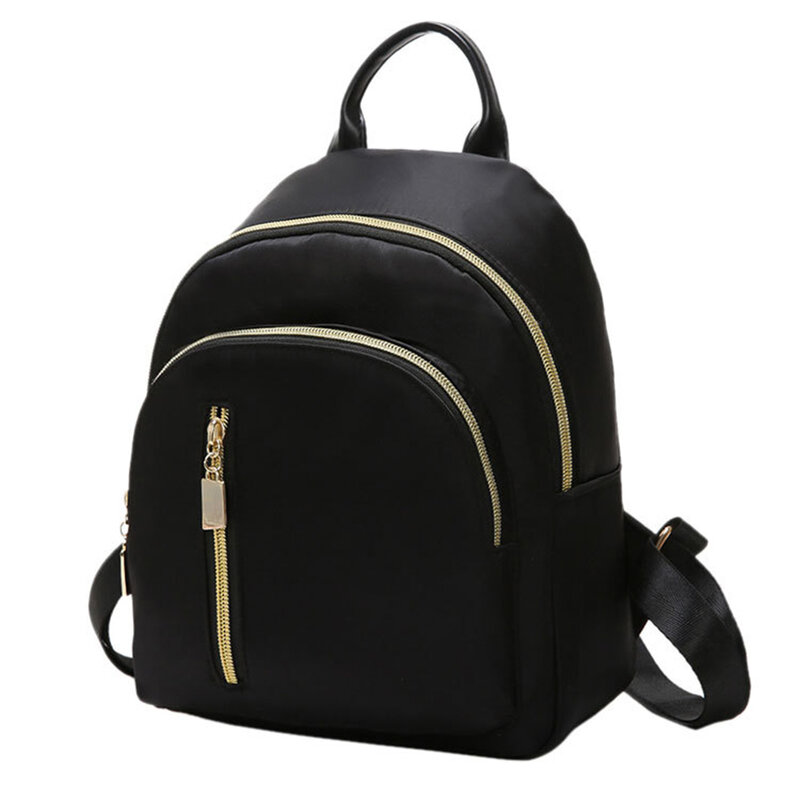 Sac à dos noir tendance pour femmes avec fermeture éclaire, petits sacs OXford pour voyage, de jour, d'école, pour adolescents
