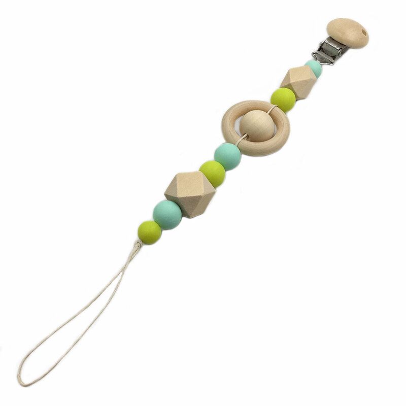 Fopspeen clip houten organische en siliconen kraal rammelaar houder chew baby accessoires hanger