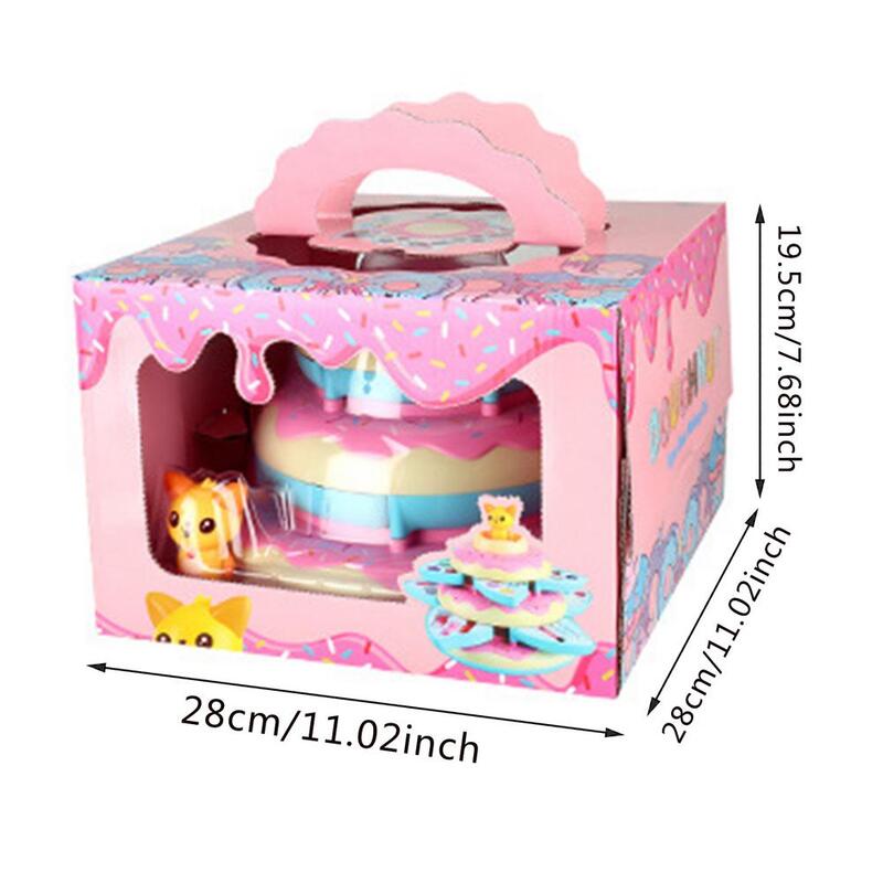 Girls Makeup Toy Set with 3-tier Donut Box Girl Pretend Play Toy Play House Nail Polish Cosmetic Toy Set Girl Educational Toy