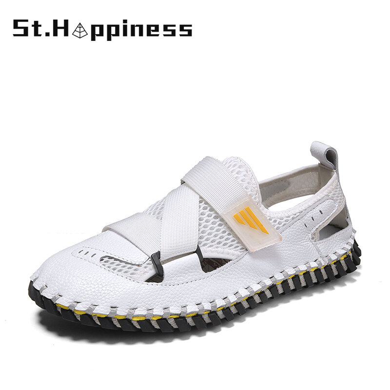 2021 New Summer Outdoor Men Sandals Fashion Casual Lightweight Mesh Shoes Sandals Beach Non-Slip Wading Roma Sandals Big Size 48