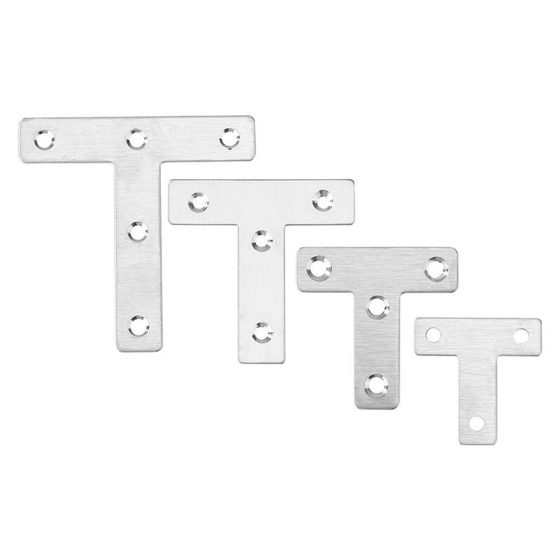 4 unids/set de soportes de esquina de acero inoxidable, Conector de pieza de ángulo de hoja de hierro, sujetador tipo T, códigos de ángulo, Hardware para muebles