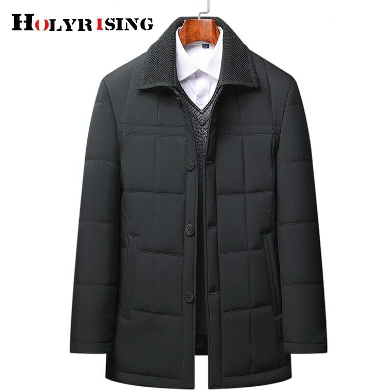business men fashion jackets down cotton turn collar mid-length пуховик мужской comfort windproof brand overcoats size 4xl 19878