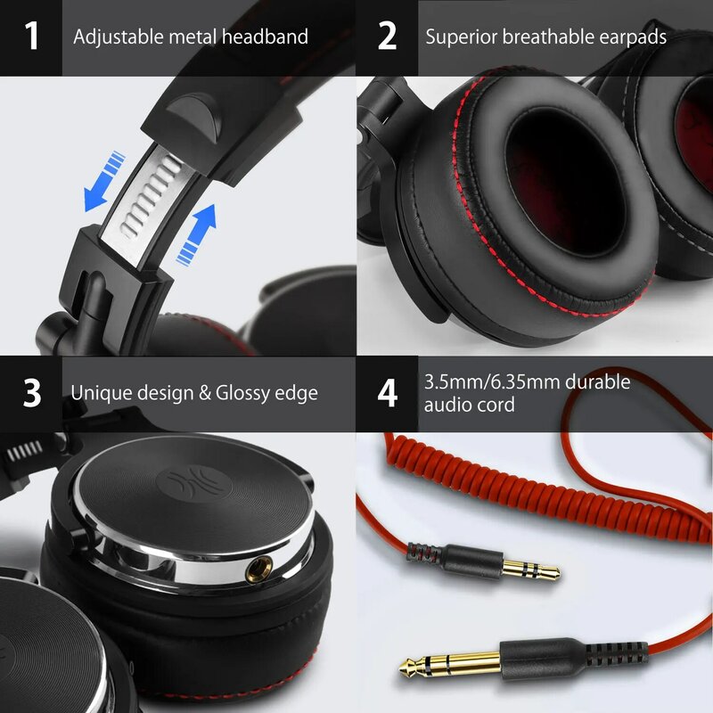 Oneodio – écouteurs de Studio filaires Pro 50, casque d'écoute stéréo professionnel DJ avec Microphone, moniteur d'oreille, casque basse