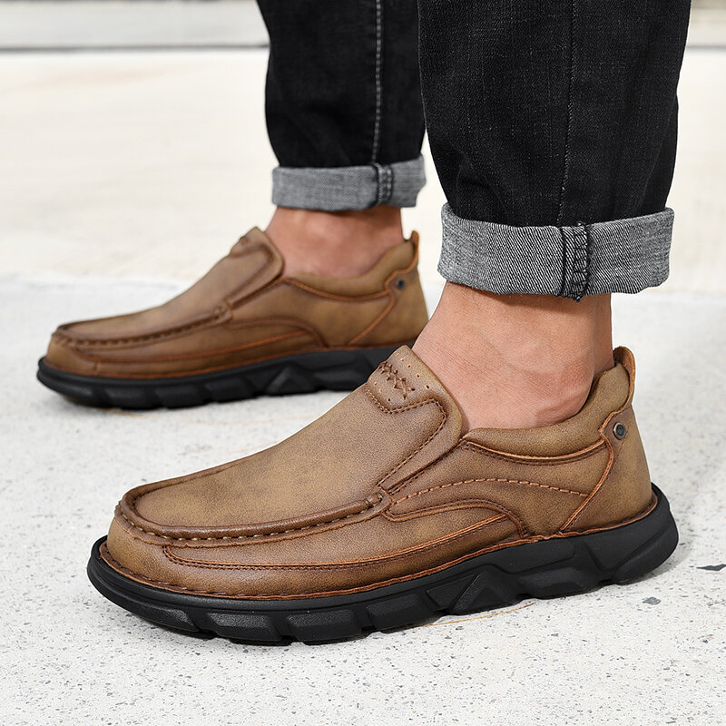 2021 mężczyźni dorywczo skórzane buty moda Handmade Retro luźne mokasyny mokasyny Zapatos Casuales Hombres mężczyźni buty duży rozmiar 48