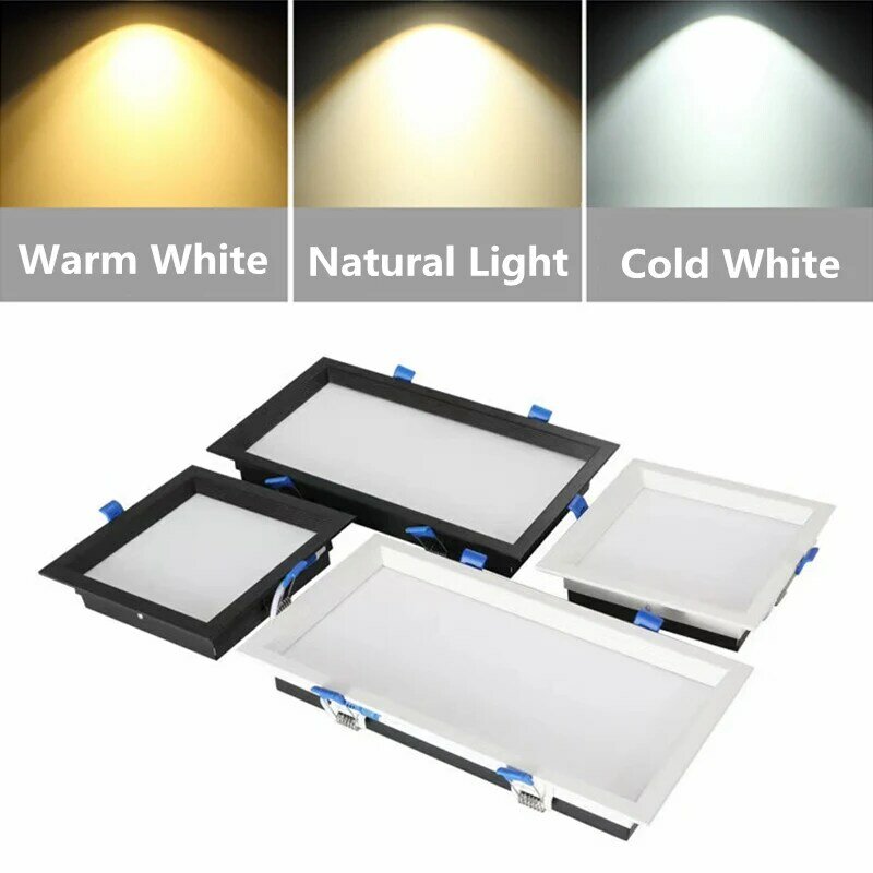 15w/24w/30w Square LED Panel Light Recessed Kitchen Bathroom Ceiling Lamp Double  Grille Rectangular Dimmable