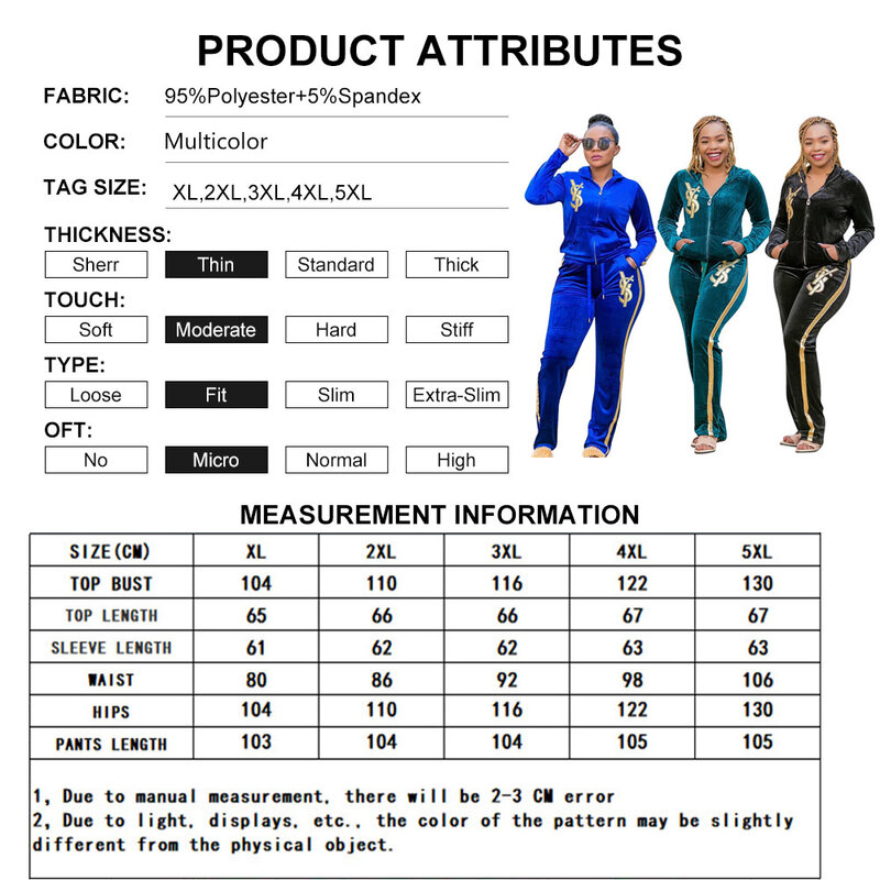 Plus Size New Women Two Piece Sets Tops + Pants Matching Set Large Size Velvet Patchwork Women Tracksuit chandals mujer 5XL
