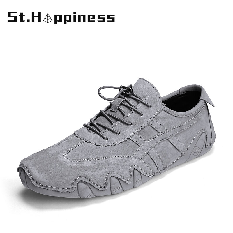 2021 novos sapatos masculinos de couro sapatos casuais moda deslizamento em sapatos de condução ao ar livre respirável sapatos planos mocassins tamanho grande
