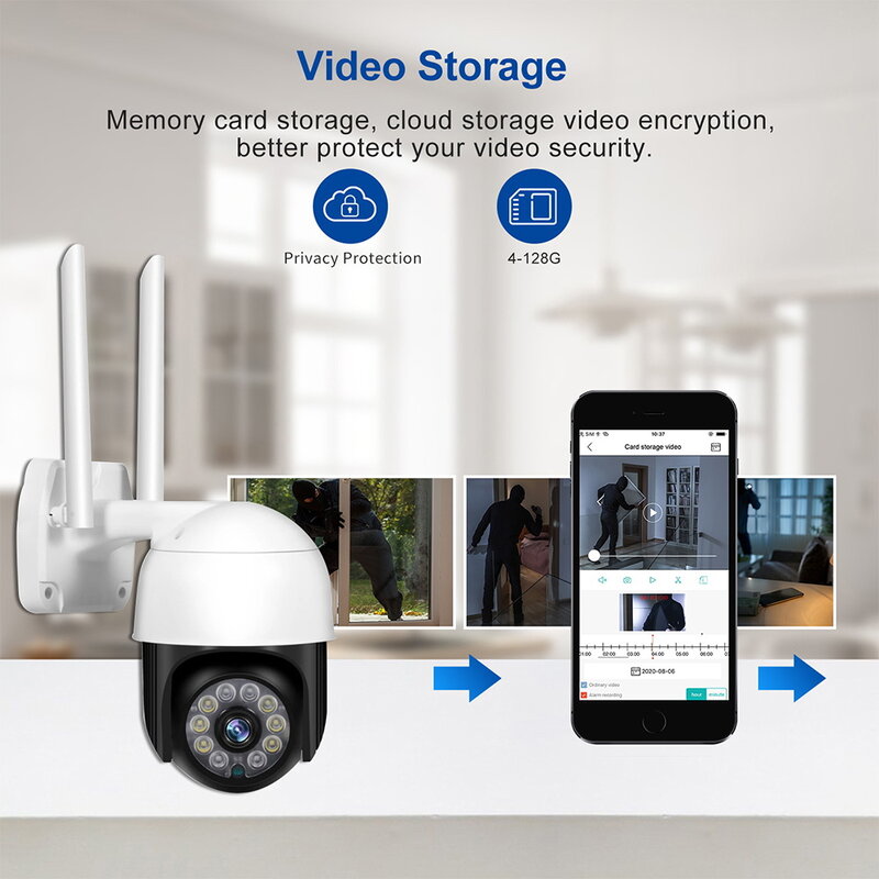 보안 카메라 시스템 CCTV Wifi 2MP 야간 투시경 양방향 오디오 야외 방수 모니터링 카메라 보안 시스템 키트