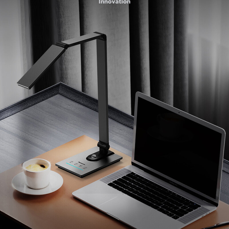 Panasonic-lámpara de escritorio LED táctil plegable, Metal satinado de aluminio de luz de trabajo, para oficina, estudio y lectura, luz de noche de mesa