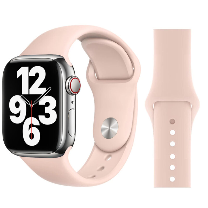 สายซิลิโคนสำหรับ Apple Watch Band 6 44มม.42มม.40มม.38มม.สายนาฬิกาสร้อยข้อมือ IWatch สำหรับ Series 7 6 SE 5 4 3 Se