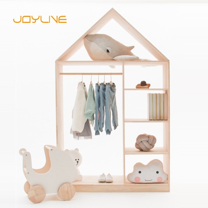 JOYLIVE 북유럽 스타일의 옷장 작은 집 어린이 방 장식 옷장 어린이 의류 가게 창 스탠드를 보여주는
