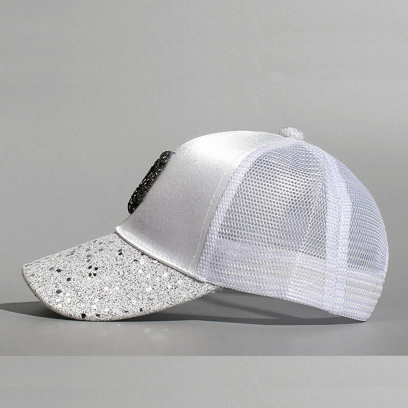 Topi Bisbol Payet Berlian Musim Panas untuk Bayi Laki-laki Perempuan Topi Jaring Snapback Bordir Huruf Topi Matahari Kerai Sederhana Luar Ruangan Kasual