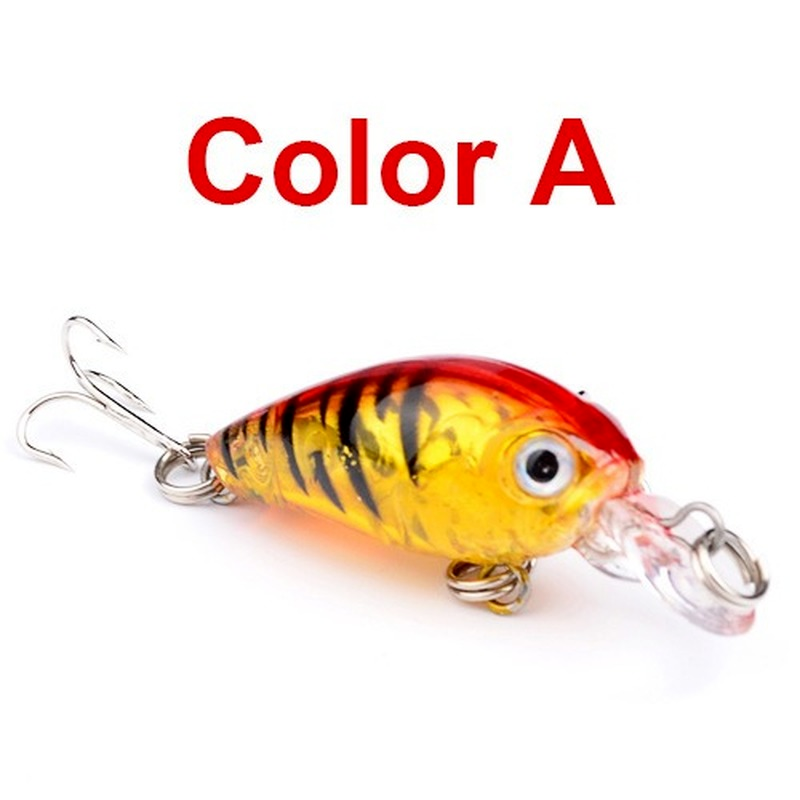 1 pçs flutuante mini crankbait isca de pesca 4.5cm/4g plástico artificial isca dura 9 cor manivela isca baixo pesca equipamento