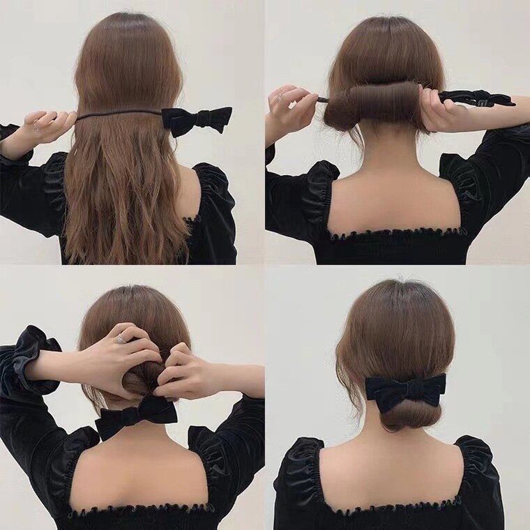 Velvet Bow Magic Hair Buns Donut Hair Maker Clip Hair Curler Fashion Women Girls Diy Hairstyle Headbands Tools Accessories