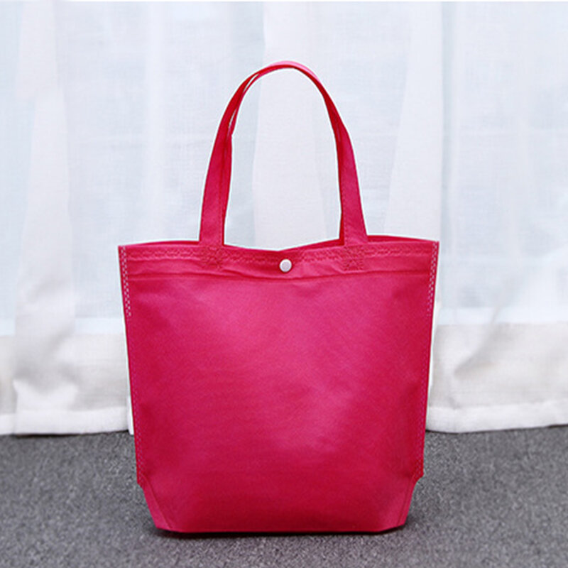 New Arrival Quality Reusable Foldable Button Shopping Bag Durable Tote Pouch Storage Handbag Grocery Eco Friendly Bags