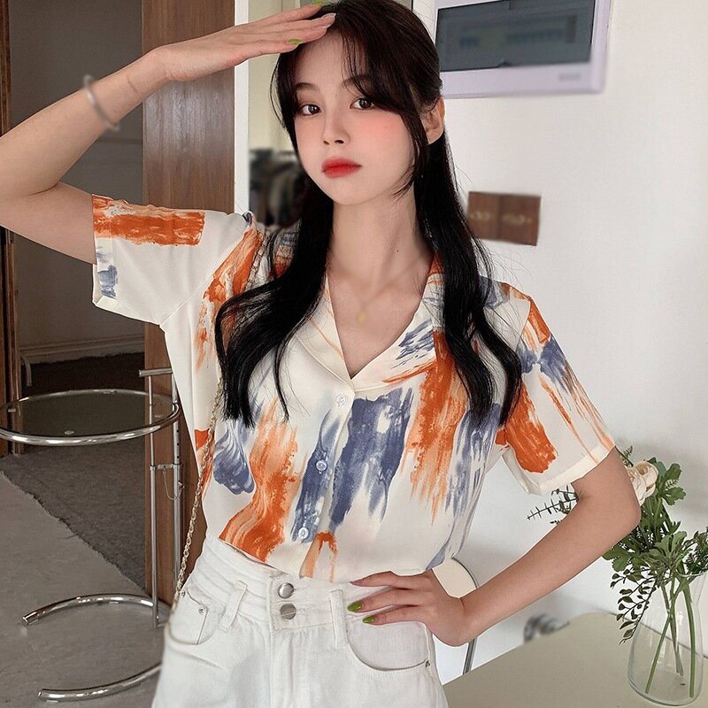 Frauen Sommer Casual Bluse Top Büro Dame Chiffon Bluse Kurzarm Shirts Koreanischen Stil Bluse 2021 Neue Frauen Kleidung