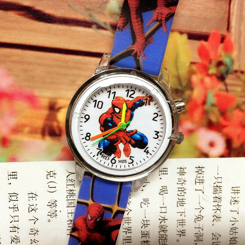 Reloj de cuarzo de silicona con dibujos animados para niños y niñas, pulsera luminosa
