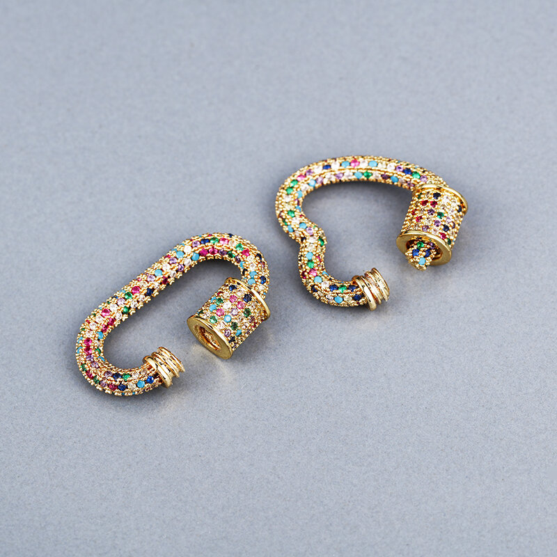 Minhin delicado multicolorido zircão prendedor espiral medalhão fecho parafuso de fixação gancho para pendurado corrente feito à mão acessórios