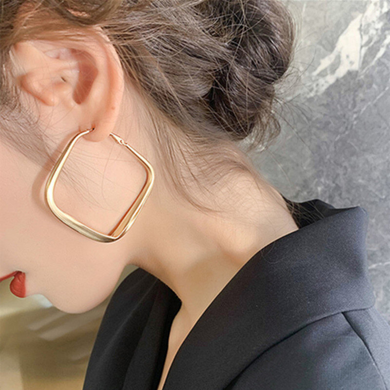 Joyería geométrica grande para mujer, aretes para regalo de cumpleaños