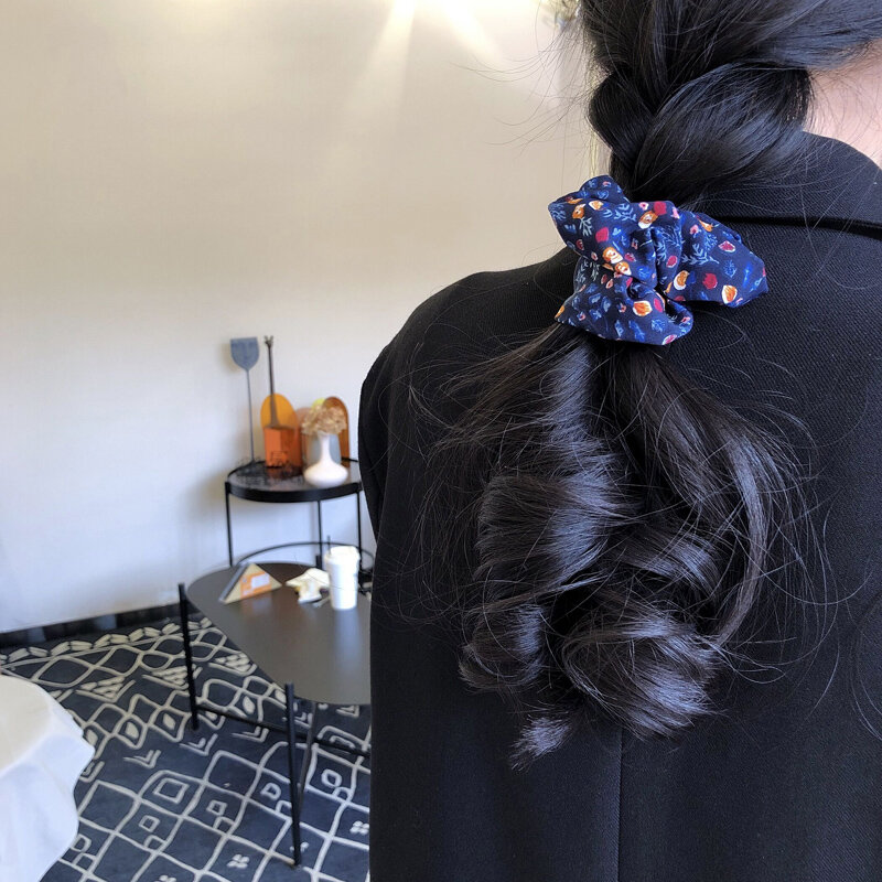 Pulseira de cabelo japonesa e coreana bm, grande intestine para cabelo, estilo coreano, minimalista, roxo, xadrez, tecido de borracha