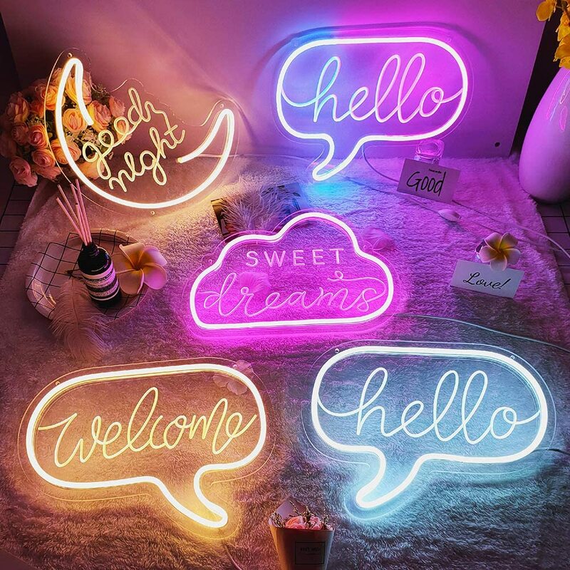 LED Neon Light Sign Dream Cloud Shaped Wedding Party Decoration Neon Lamp Christmas Birthday Party Home Decor Night Lamp Gift