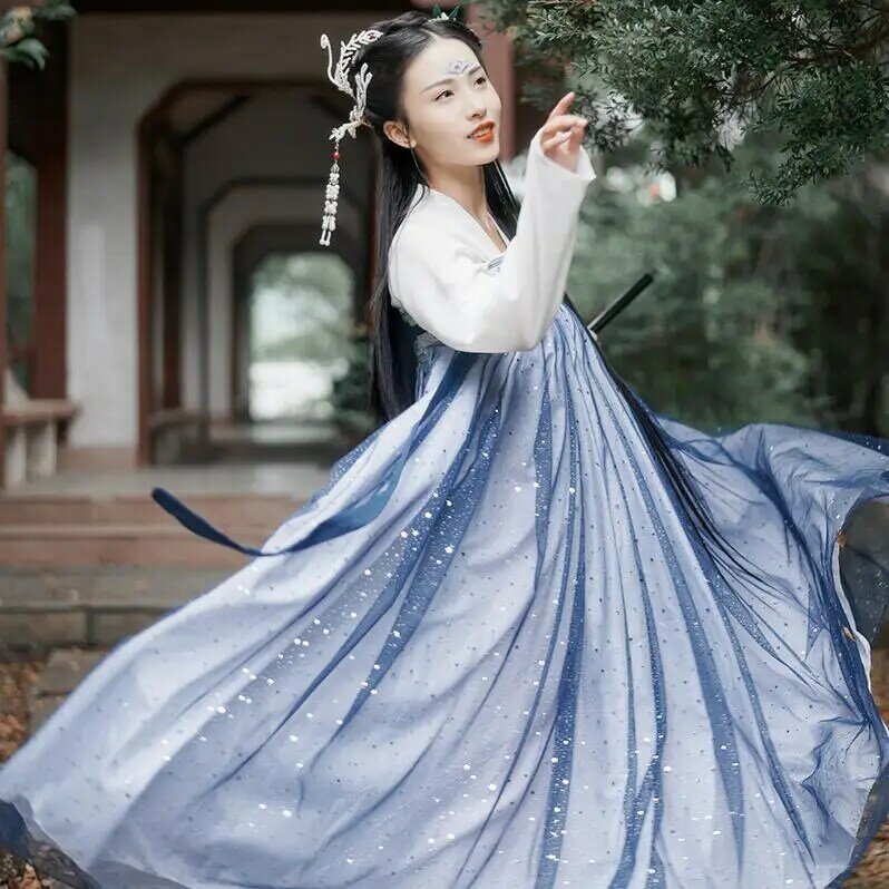 Традиционный костюм ханьфу в китайском стиле, танцевальная одежда для выступлений, ретро платье принцессы, женский современный костюм хань...