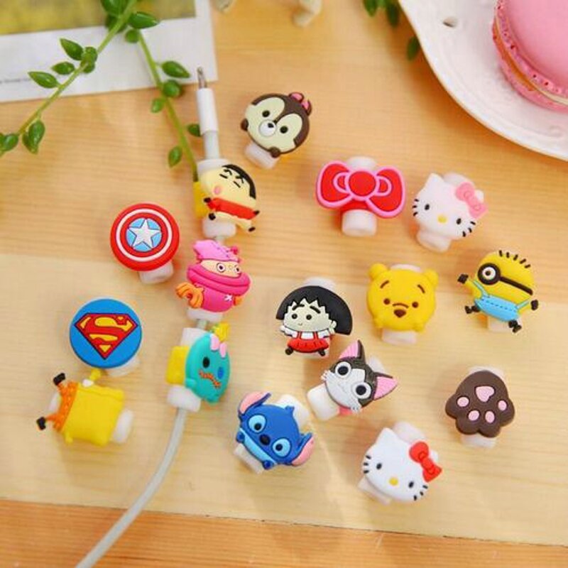 Cute Cartoon Animal Cable Bite Phone Charger Cable Protector Cord Data Line Cover Decorate Smartphone Wire Accessories