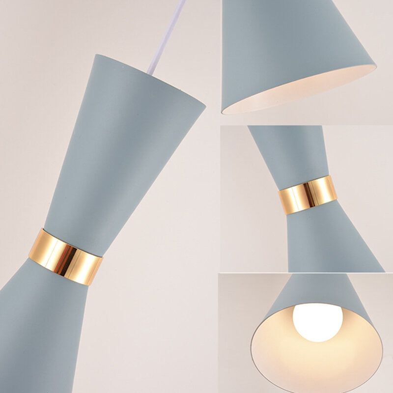 Lámpara colgante de hierro y madera para decoración del hogar, luces LED E27 de estilo nórdico simple, modernas, Macaron, mejora el hogar