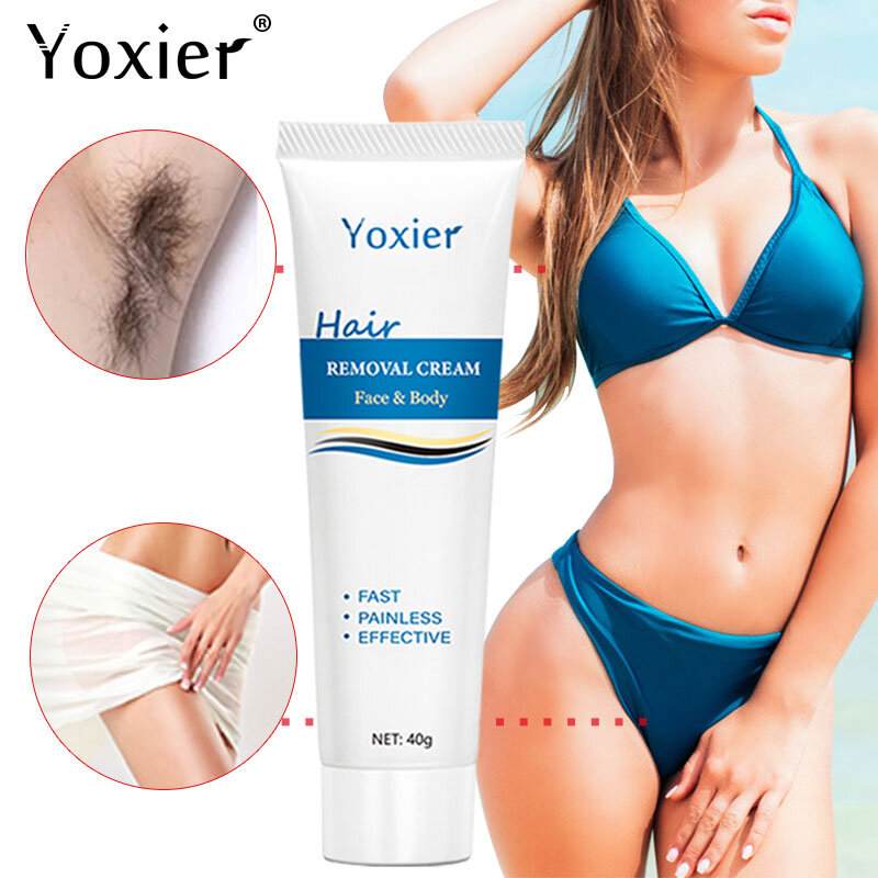 Yoxier Painless Hair Removal Cream Face Arm Leg Back Underarms Bikini Line Full Body Repair Gentle Non-Irritating Skin Care 40g